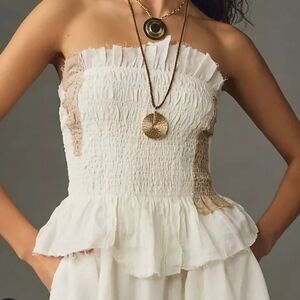 NWOT BY Anthropologie Linen Patchwork Tubtop